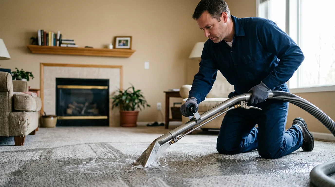 Water damage restoration technician working near Willington, CT